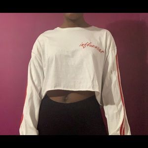 White “influencer” long sleeve crop top